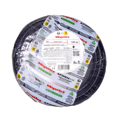 Cable H07Z1-K 4mm2, 450/750V libre de halógeno negro, clase 5, x rollo