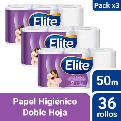Pack 03 Papel Higiénico Elite Ultra Suave 12 un 50 mts
