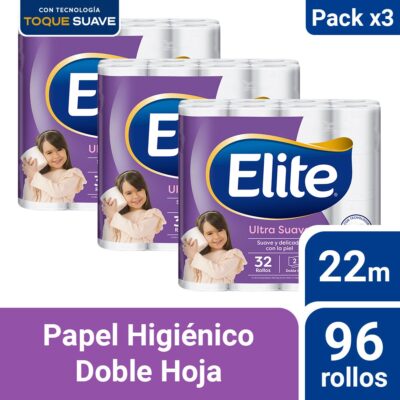 Pack 03 Papel Higiénico Elite Ultra Suave 32 un 22 mts