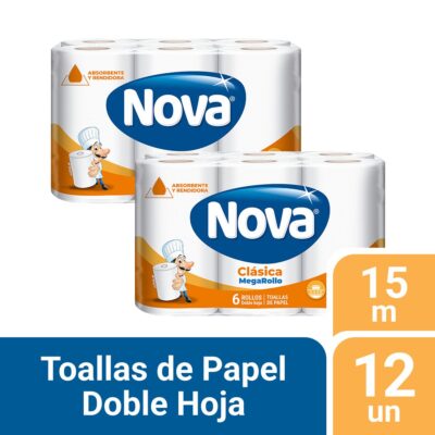 Pack 02 Papel Toalla Nova Clásico 6 un 15 mt