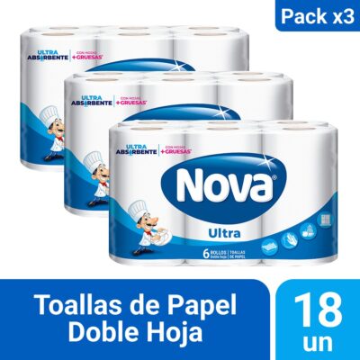 Pack 03 Papel Toalla Nova Ultra 6 un 13 mt