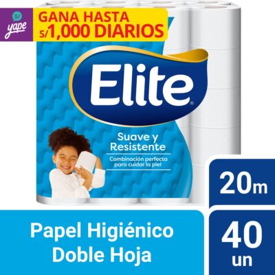 Papel Higiénico Elite Suave y Resistente Reformulado 40 un 20 mts