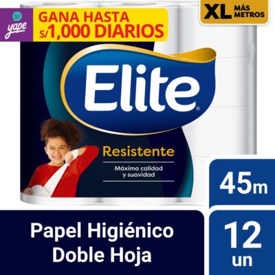 Papel Higiénico Elite Resistente XL 12 un 45 mts