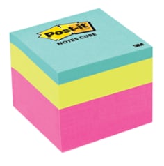 Cubo de Notas Adhesivas Post-it®, Neón, 50 mm x 50 mm, 400 Hojas/Cubo