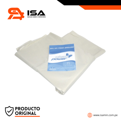 Bolsa para basura blanca 35 litros c/f 22 x 22 1.2 mic x 10 unidades Clean Power