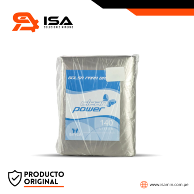 Bolsa para basura transparente 140 litros c/f 34x42 1.4 mic x 10 unidades Clean Power