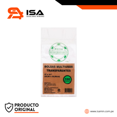 Bolsa Biodegradable Mecasa Transparente 9 X 14'' Paquete X 100 Und