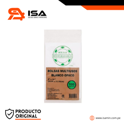 Bolsa Mecasa Biodegradable Blanca Multiuso 9'' X 14'' Paquete X 100 Und