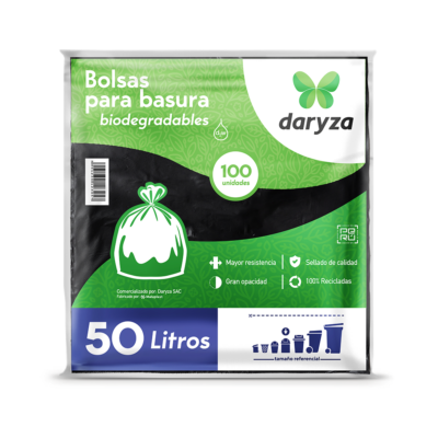 Bolsas Para Basura Negras 50 Litros Paquete x 100 Unidades