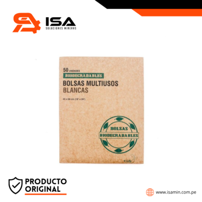 Bolsa Mecasa Biodegradable Blanca 18'' X 26'' X 50 Und