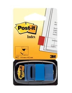 Banderitas Adhesivas Post-it®, Señaladores de Página, Azul , 4,3 cm x 2,4 cm, 50 Unidades