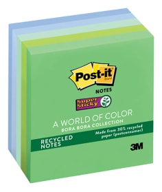 Notas Super Adhesivas Post-it®, Colección Bora Bora, 7.6 cm x 7.6 cm, 450 Hojas