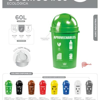 PAPELERA COSMOS # 80 C/TAPA C/ LOGO – ECOLOGICO