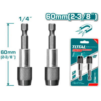 SET PORTA PUNTAS 1/4’’ 60MM 2PCS ACERO + CR-V + AL MAGNETICO
