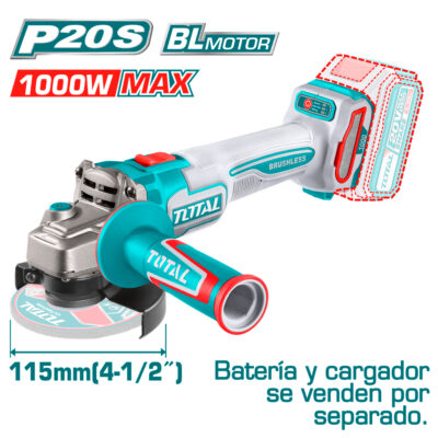AMOLADORA 20V BRUSHLESS 3000-9000PRM 115MM M14 1000W/MAX INDUSTRIAL