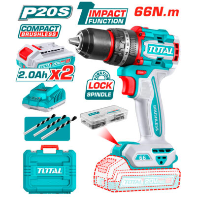TALADRO 20V 66NM 13MM 22+1 2X2.0AH COMPACTO BRUSHLESS INDUSTRIAL