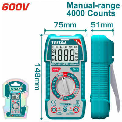 MULTIMETRO DIGITAL 4000 CONTEOS LCD AC/DC 600V