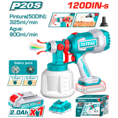 PISTOLA PINTAR 20V 800ML/MIN 120DIN-S CAP:1000ML 1X2.0AH