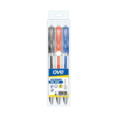 Bolígrafo Ove  Retráctil Gel Go2 X3 Unidades