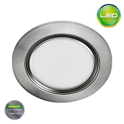 Spot LED 14W Circular Empotrado 11x3.6cm Para caja Octogonal Silver- Luz fría